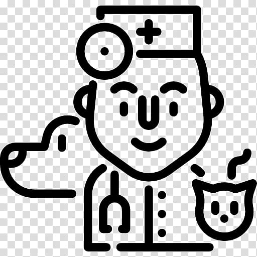 Friendly cartoon doctor with stethoscope, medical cap, and cat, symbolizing compassionate veterinary or human healthcare.