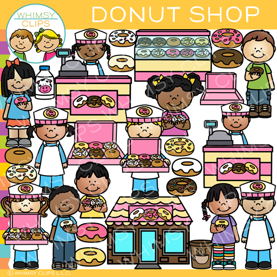 Donut Shop Clip Art - Fun, Diverse Bakery Illustrations for Teachers & Designers