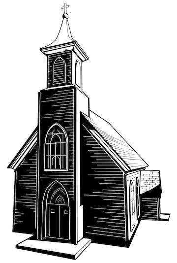 Traditional Wooden Church Illustration - Free Clipart for Religious & Historical Content