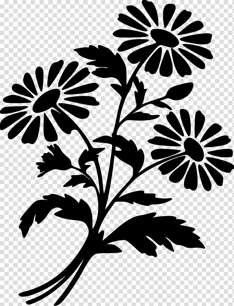 Floral Silhouette Clipart - Daisy Bouquet Vector Illustration