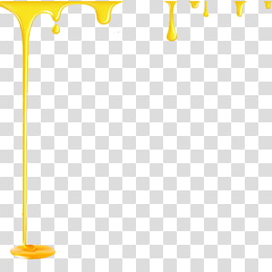 Bright yellow viscous liquid dripping down from the top left corner on a transparent background.