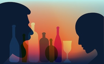 Intimate Wine Tasting Scene - Silhouette Illustration for Lifestyle & Beverage Content