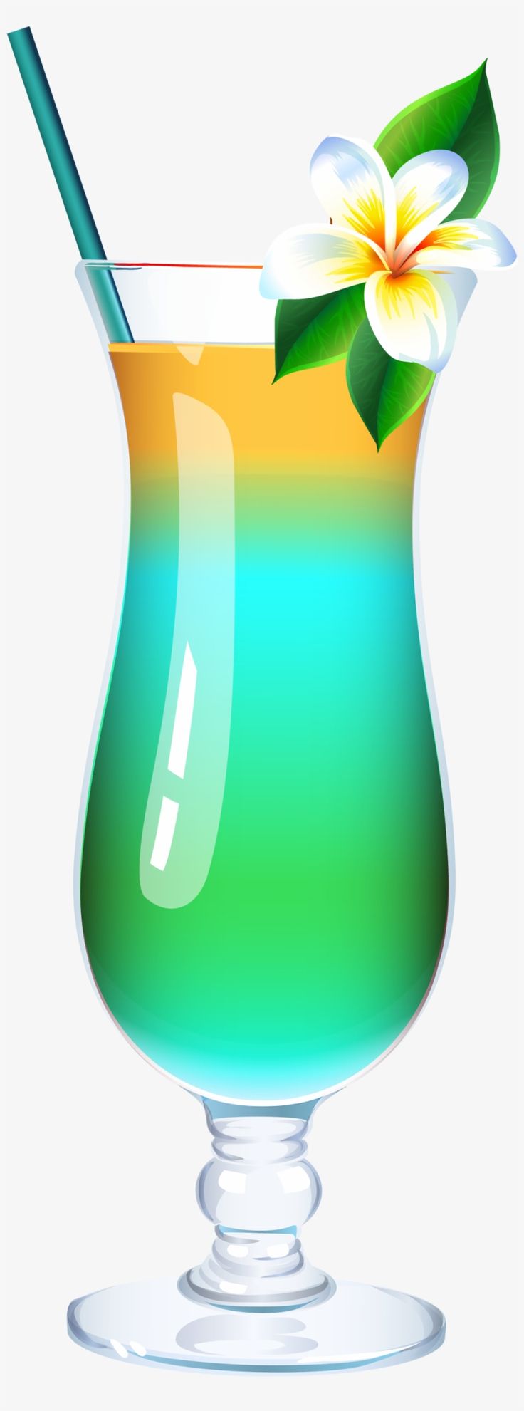 Vibrant Tropical Cocktail - Layered Drink with Plumeria Garnish