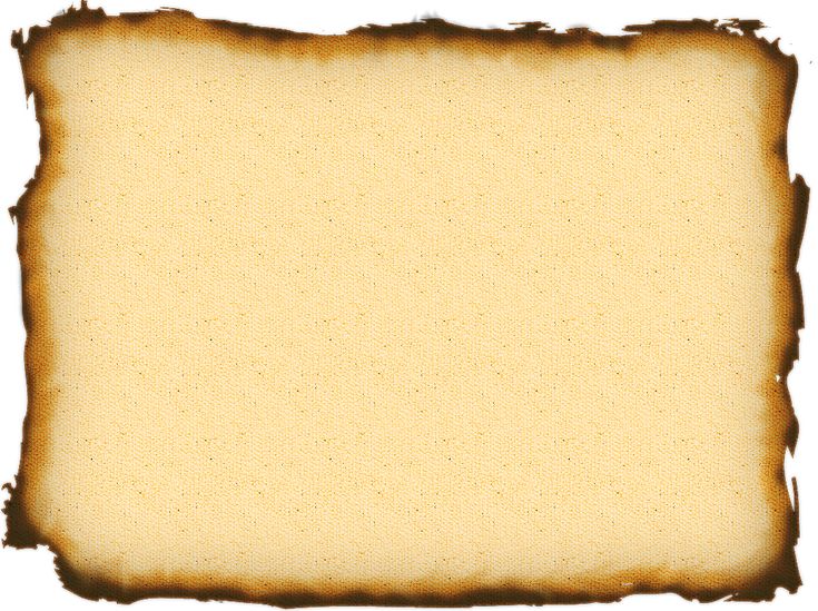 Vintage parchment paper with burnt, irregular edges and aged texture on white background.