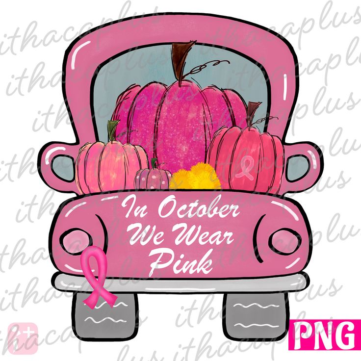 In October We Wear Pink - Breast Cancer Awareness Truck Illustration
