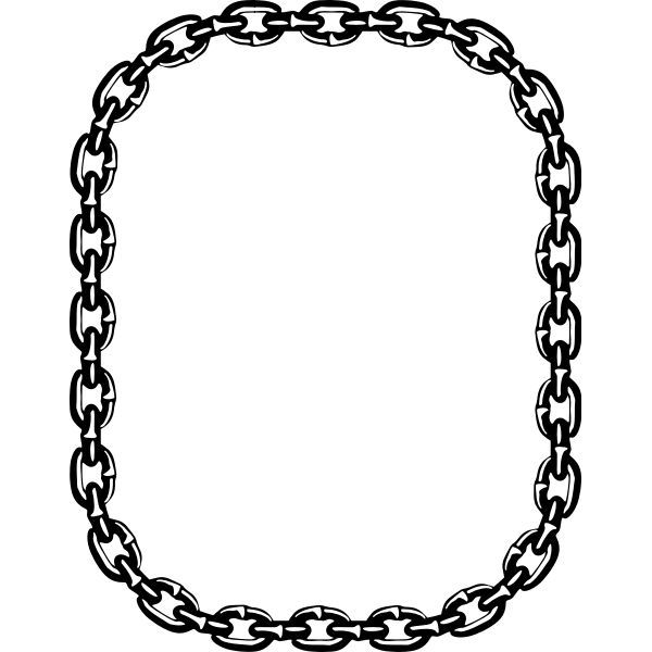 Black-and-white illustration of a rectangular chain frame with interlocking links, isolated on white background.