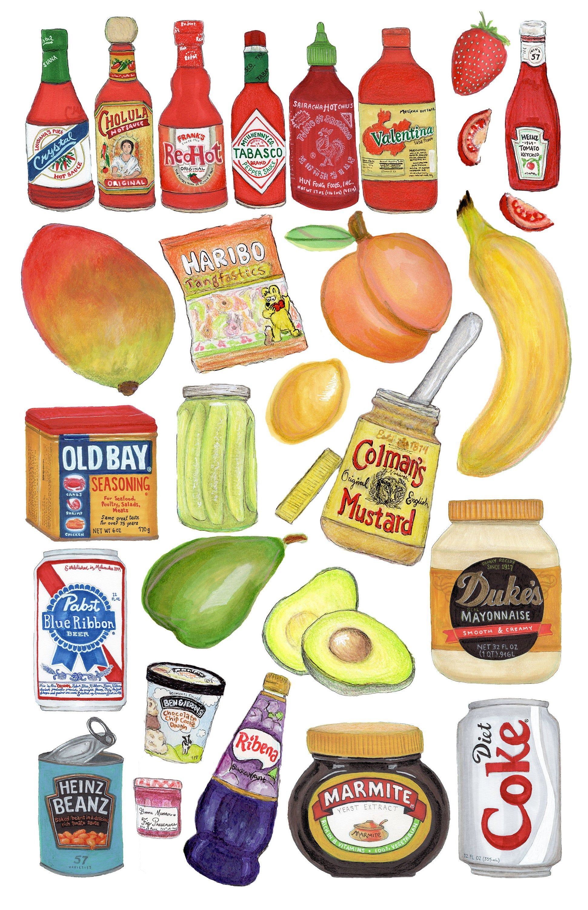 Iconic Food & Beverage Illustration Collection - Vintage and Modern Favorites