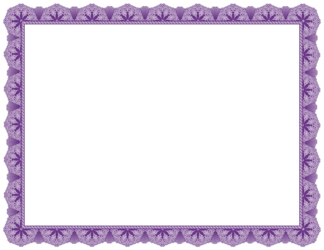 Purple ornate lace-style border frame with floral motifs, surrounding a blank white center for certificates or documents.