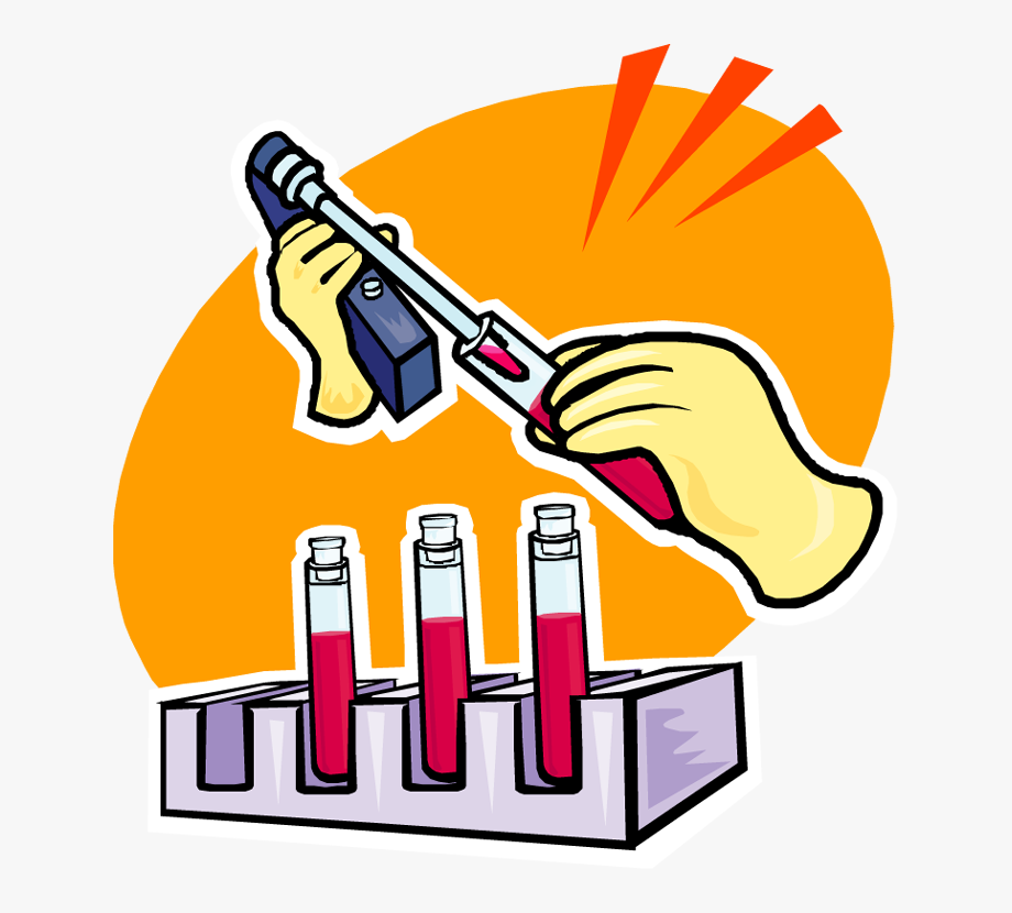 Lab technician using pipette to transfer red liquid into test tubes on a rack.