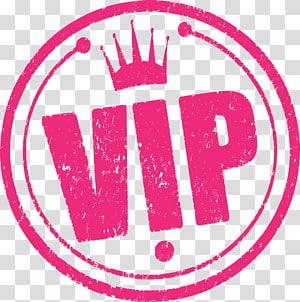 Pink distressed VIP stamp with crown icon inside a circular border on transparent background.