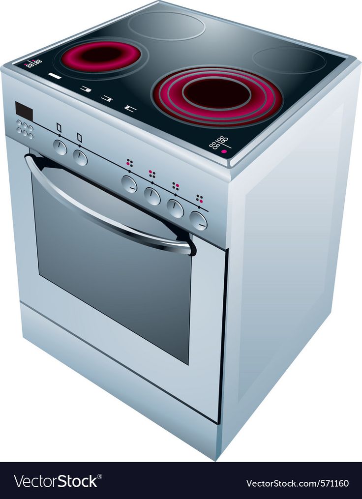 Modern stainless steel electric cooktop oven with glowing red heating elements and control knobs.