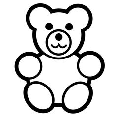 Simple black-and-white line drawing of a smiling teddy bear with round limbs and head.