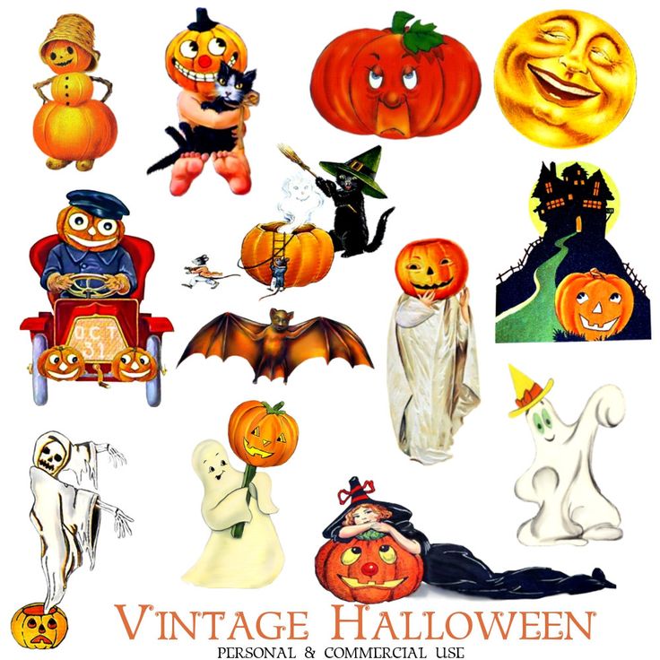 Vintage Halloween Clipart Collection - Free Download for Personal & Commercial Use