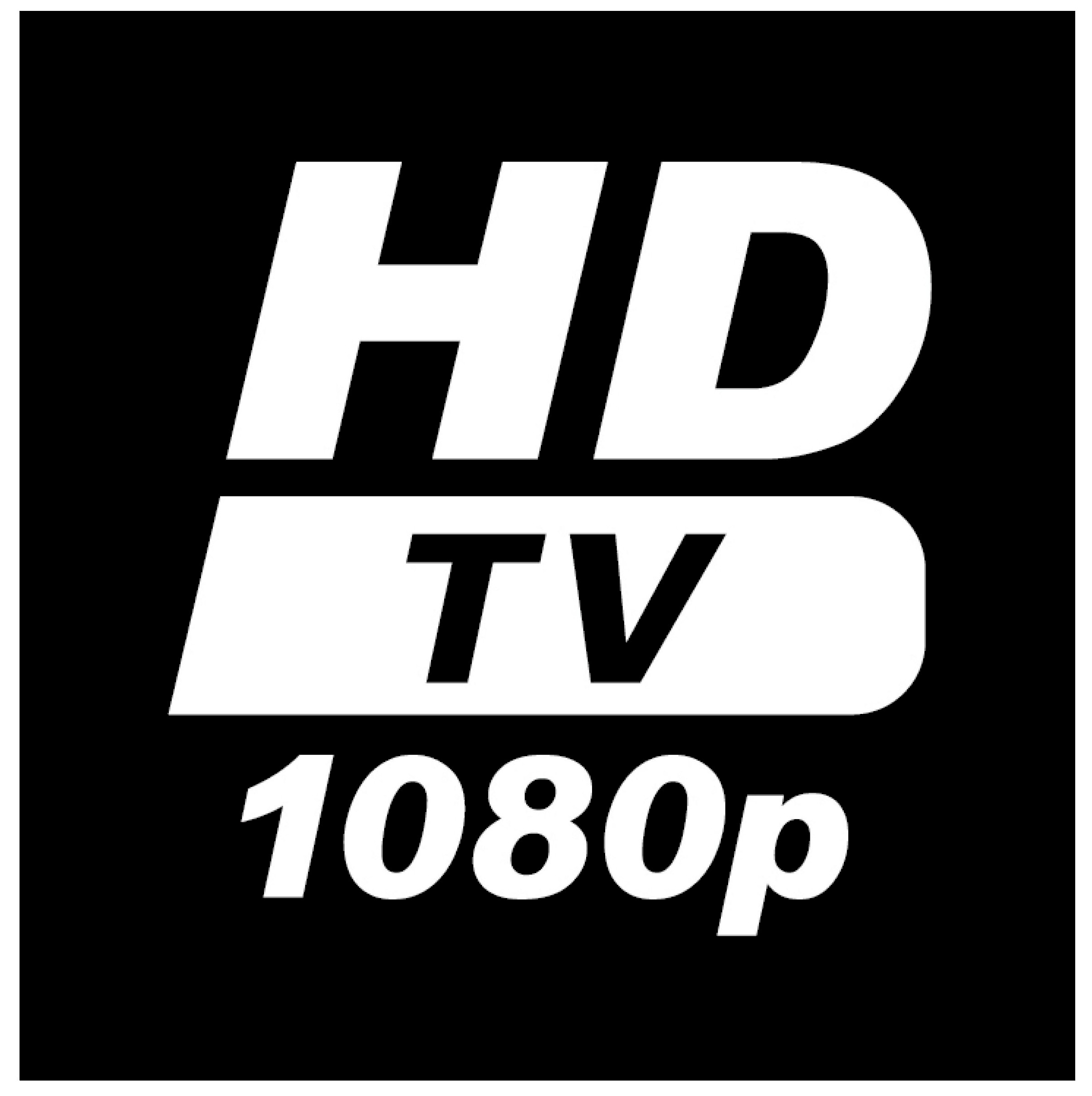 HD TV 1080p logo on black background, indicating high-definition television resolution.