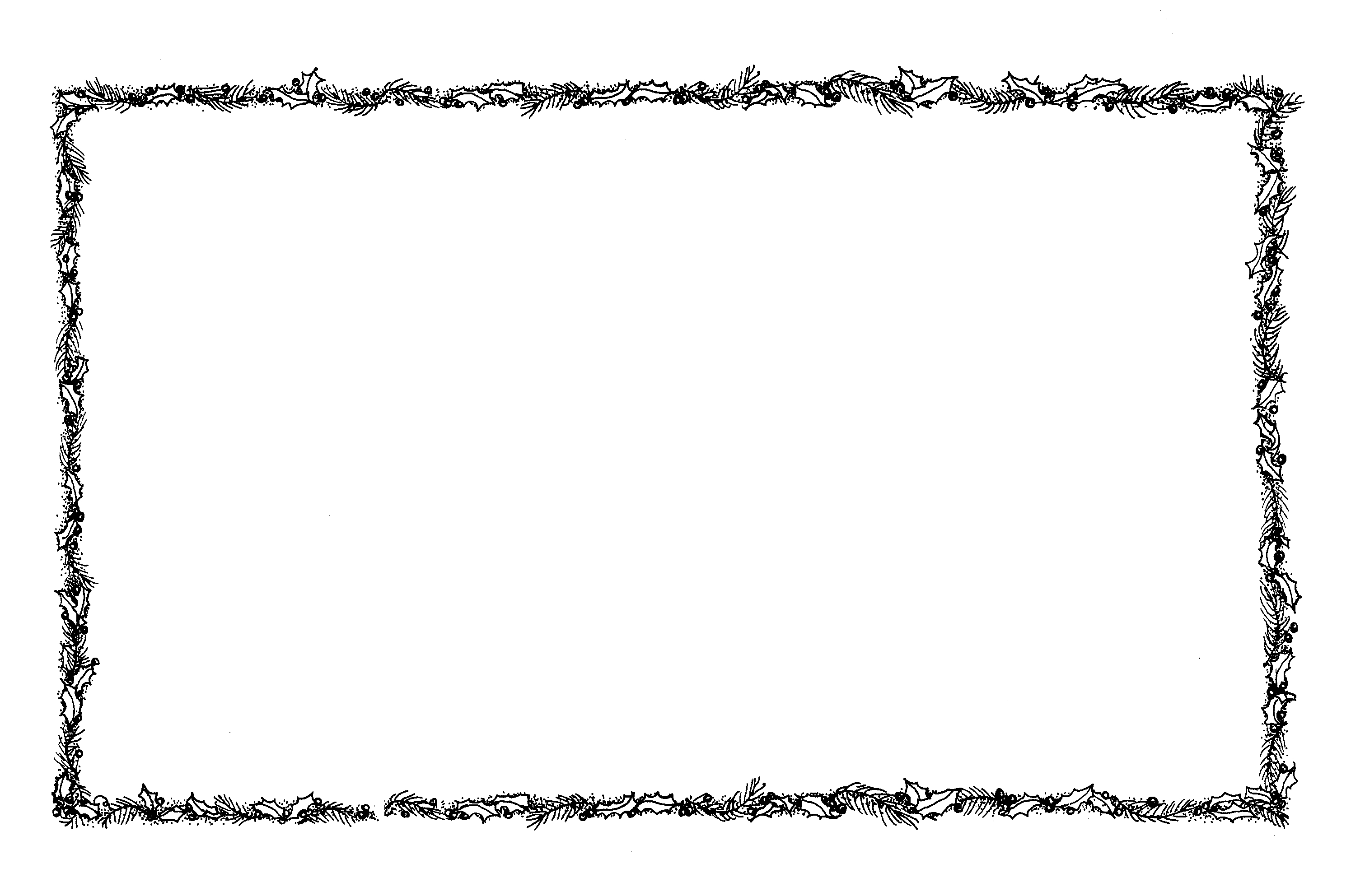 Printable Christmas Border Template - Holly & Pine Frame for Holiday Documents