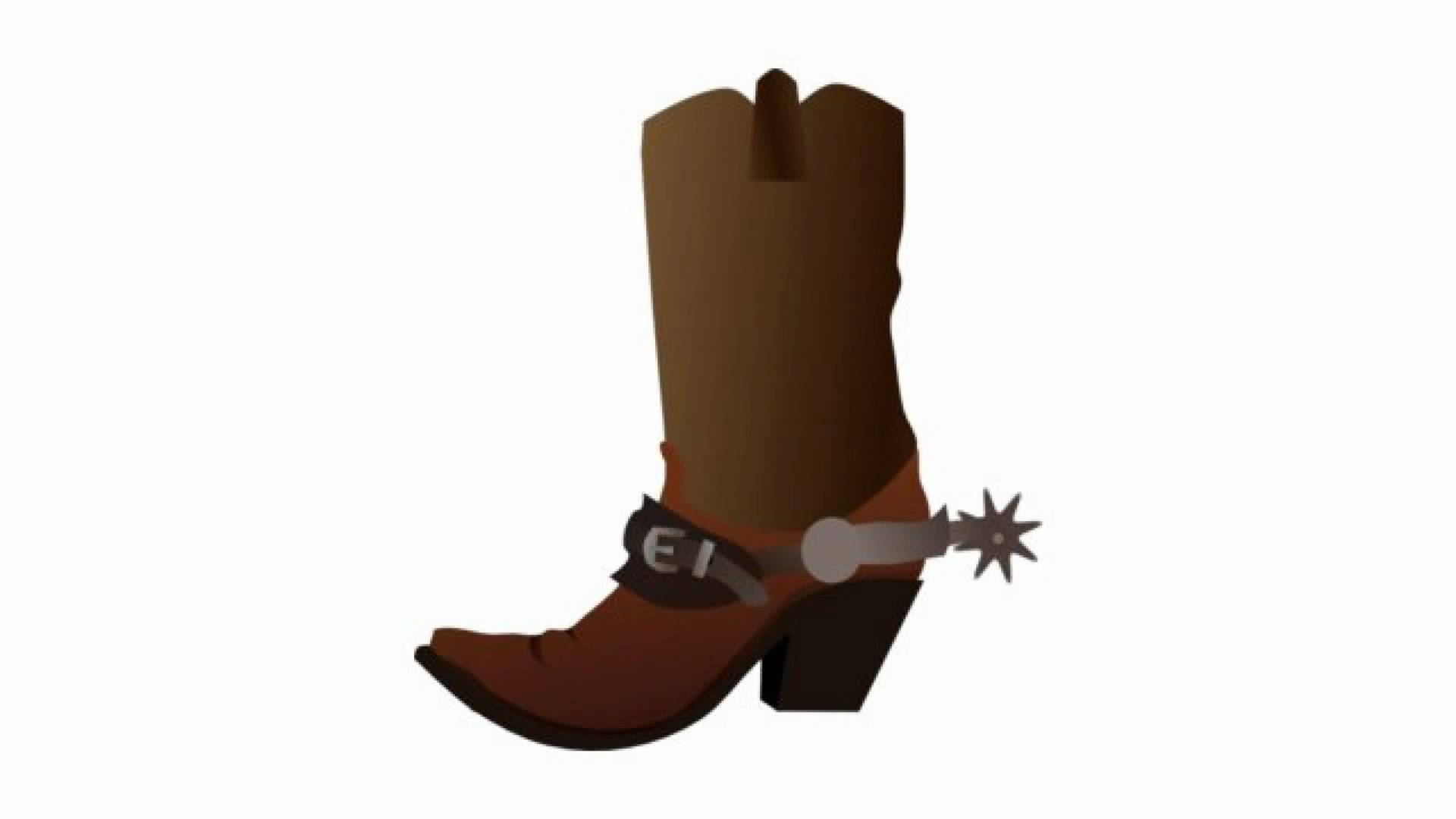 Brown cowboy boot with spur and decorative strap, stylized vector illustration.