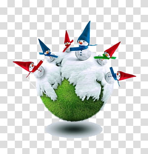 Global Unity and Environmental Stewardship - Illustrated with Snowmen and Earth
