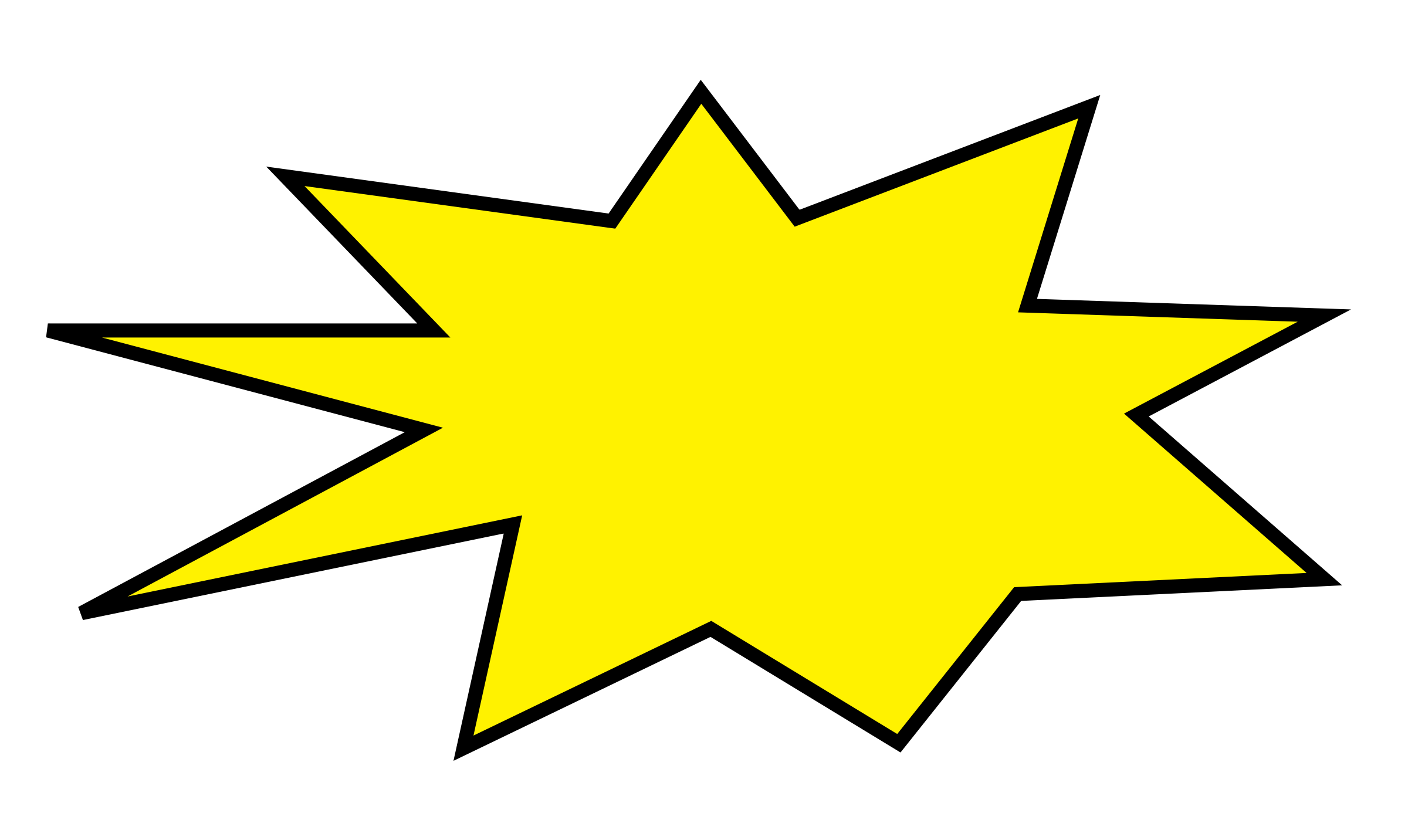 Bright yellow starburst explosion graphic on black background, used for attention-grabbing visual emphasis.