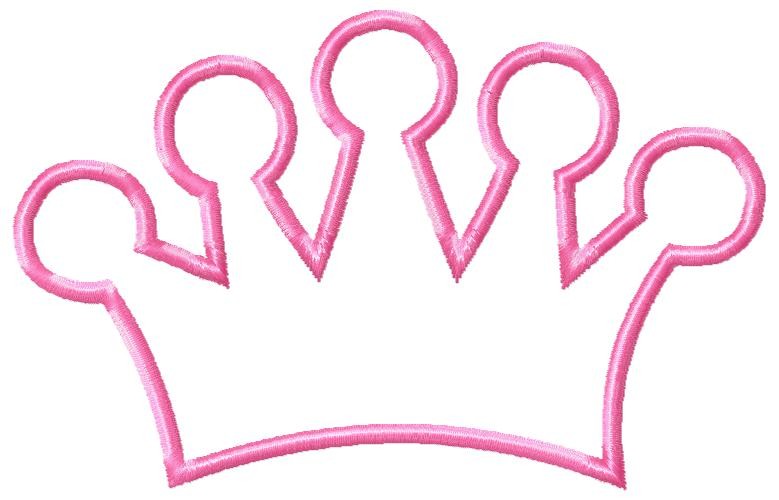 Pink embroidered crown outline with five rounded points, stylized for embroidery or craft use.