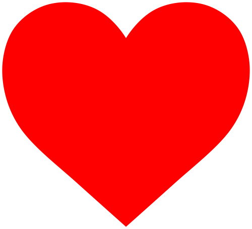 A bold red heart symbol on a transparent background, representing love, affection, or health.