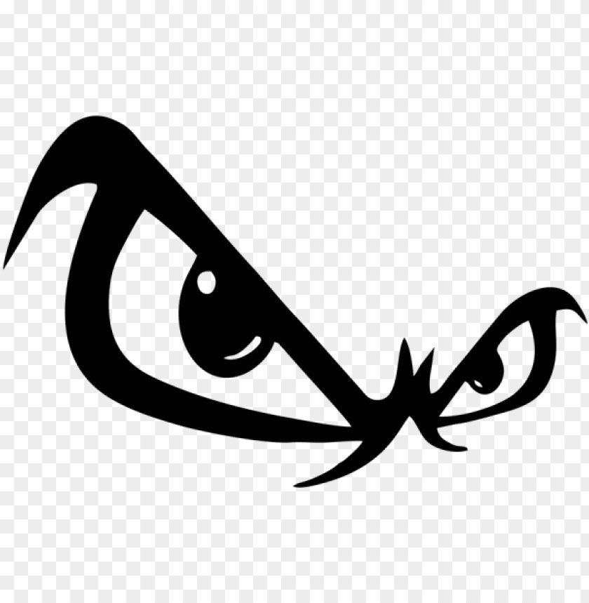 Stylized black tribal eye logo with sharp, angular lines and intense gaze on transparent background.