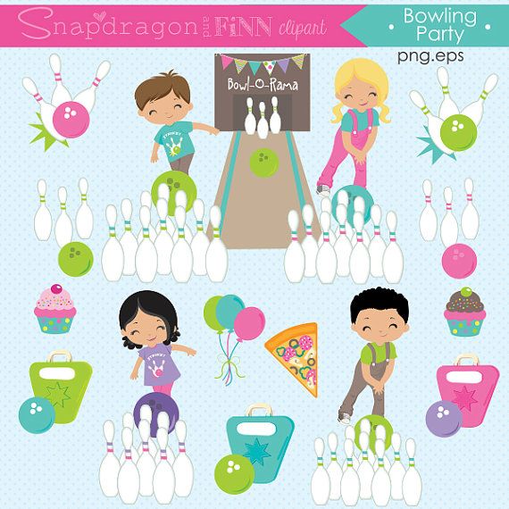 Bowling Party Clipart for Kids’ Birthday Invitations & Printables