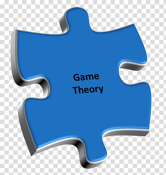 Blue puzzle piece with "Game Theory" text, symbolizing strategic decision-making concepts.