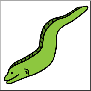 Green Cartoon Eel Illustration - Free Clip Art for Educational and Creative Use