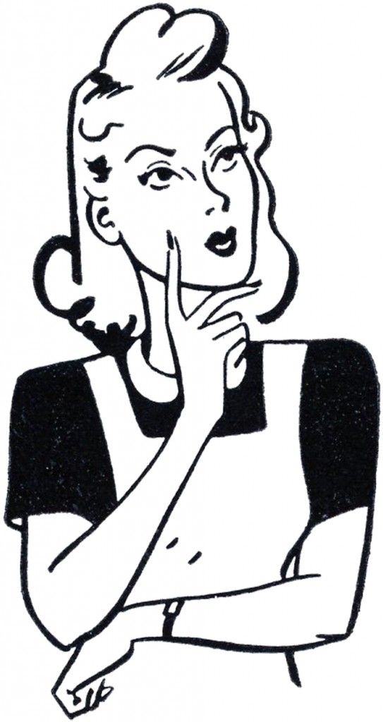 Thoughtful Woman Illustration - Classic Mid-Century Art Style