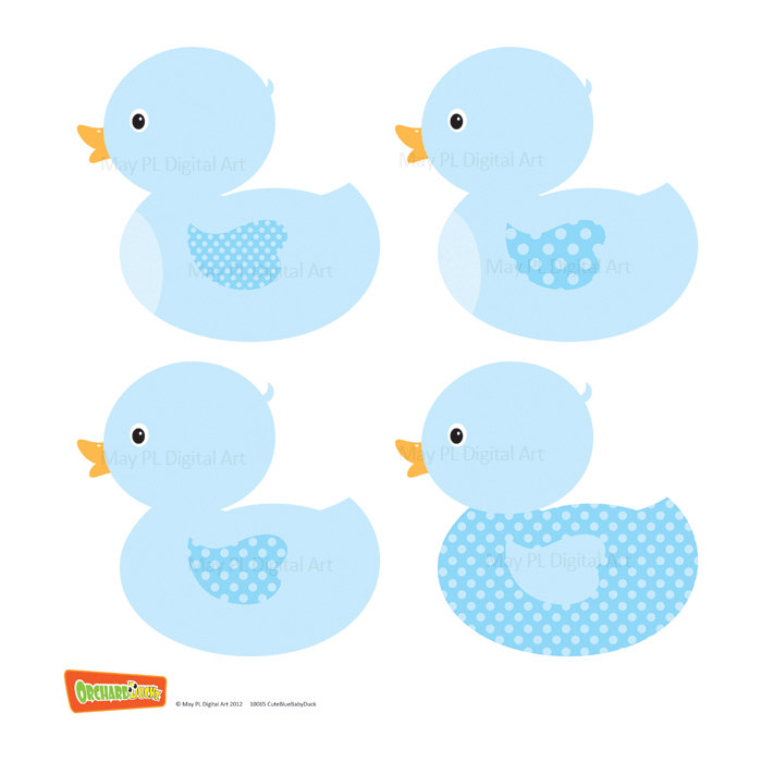 Blue Duck Clip Art Set - Polka Dot Baby Ducks for Printables & Crafts