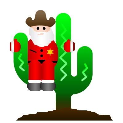 Cowboy Santa in Cactus - Festive Western Holiday Illustration