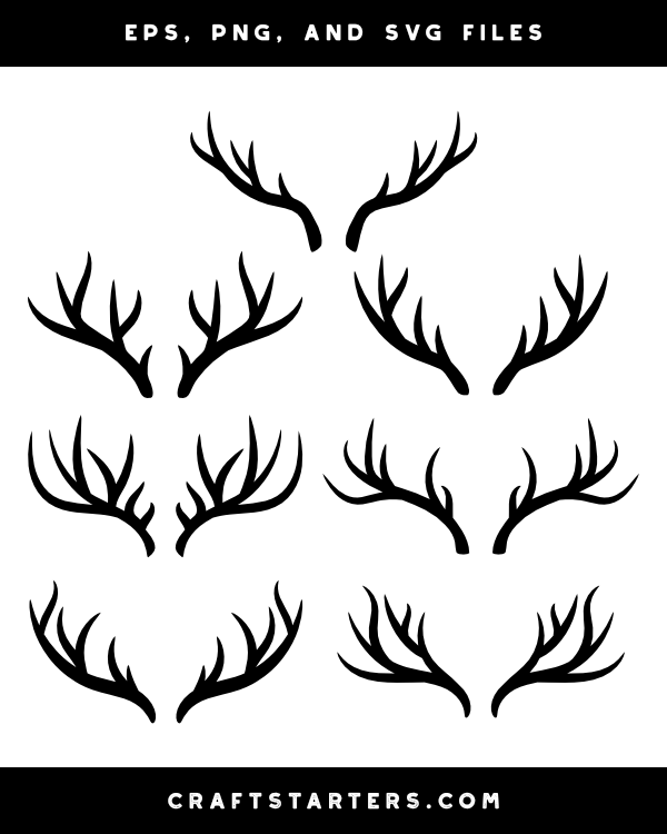 Deer Antler Clipart Set - SVG, PNG, EPS Files for Crafts & Design