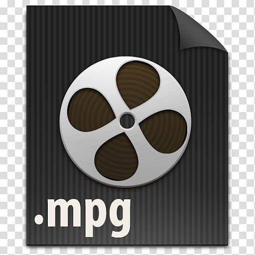 Icon representing an MPG video file format with a film reel on a striped dark background and ".mpg" label.