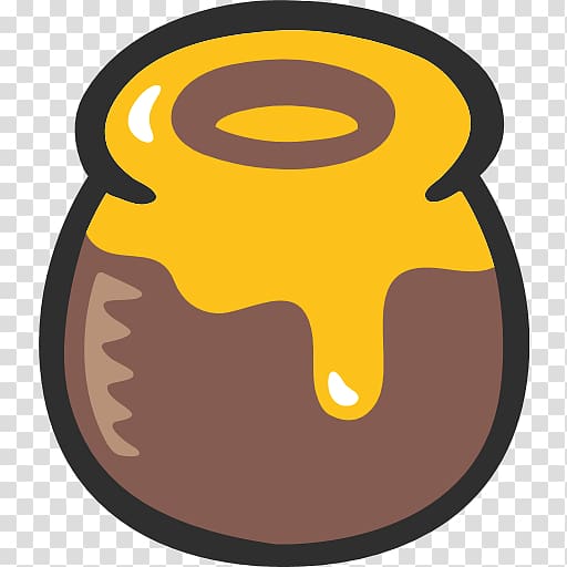 A cartoon-style brown clay pot overflowing with golden honey, dripping down the sides.