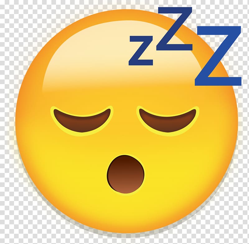Yellow sleeping emoji with closed eyes, open mouth, and three blue "Z"s indicating snoring or deep sleep.