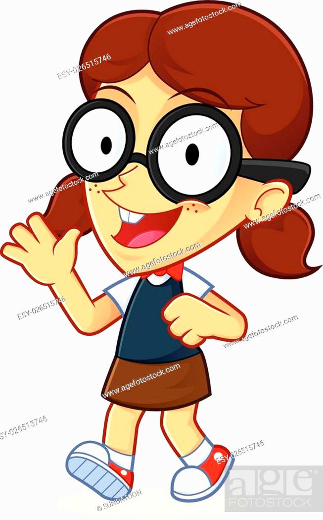 Friendly Nerd Girl Cartoon Character - Free Vector Illustration