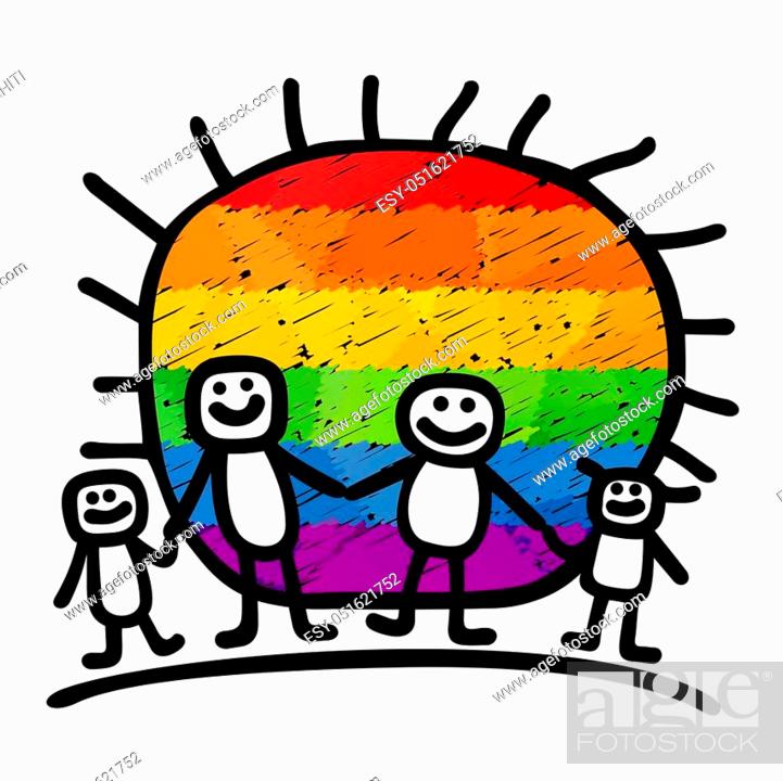 LGBTQ+ Family Pride Illustration - Inclusive Love and Unity