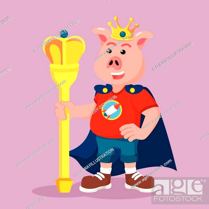 Superhero Pig King - Fun Cartoon Character Illustration