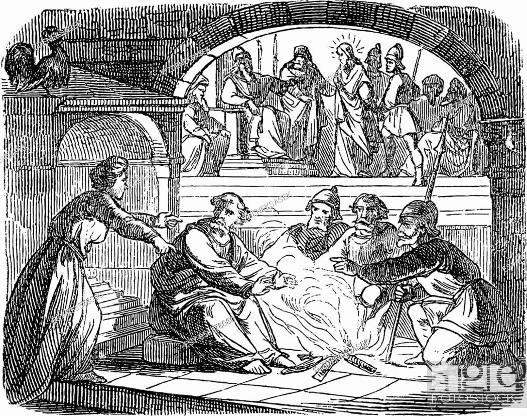 Historical woodcut depicting a medieval scene with figures tending to a person on a bier, while others observe from an upper gallery.