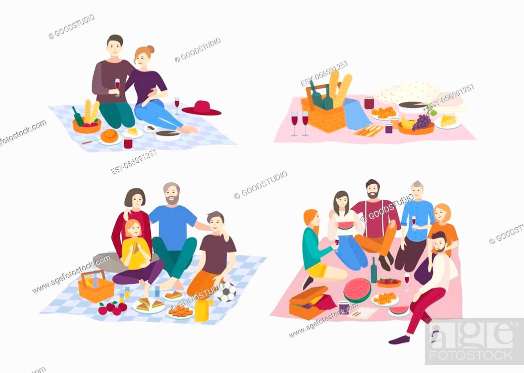 Happy Picnic Scenes - Couples & Friends Enjoying Outdoor Meals