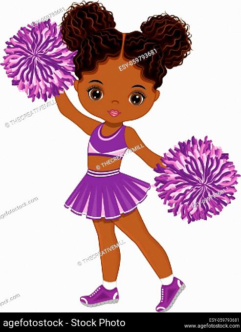 Red And Black Cheerleader Set African American - Clip Art Library