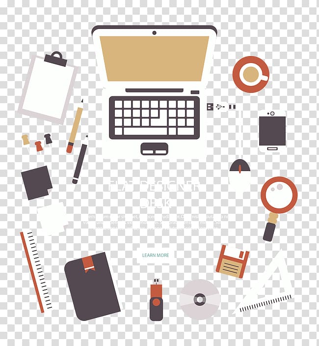 Designer Desk Flat Illustration - Creative Workspace Visual
