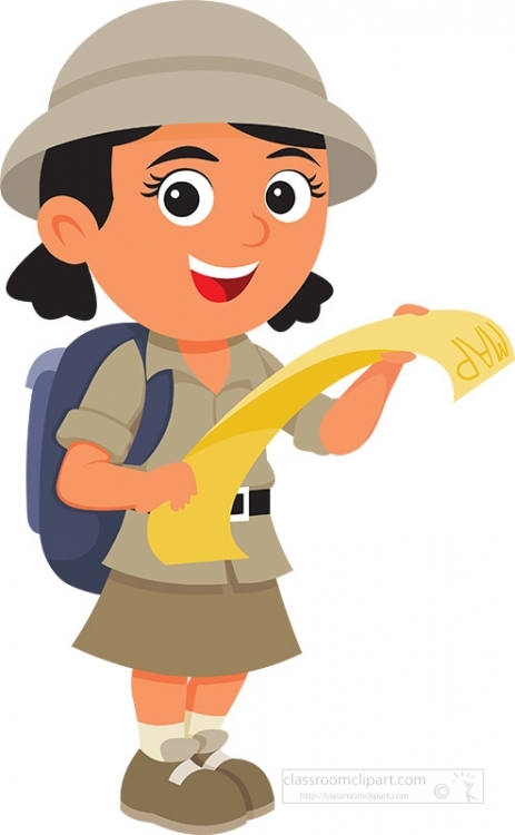 Adventure Explorer Girl with Map - Free Classroom Clipart