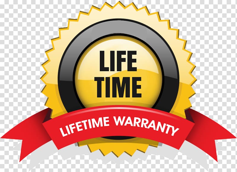 Golden lifetime warranty badge with red ribbon and bold "LIFE TIME" text on yellow center.