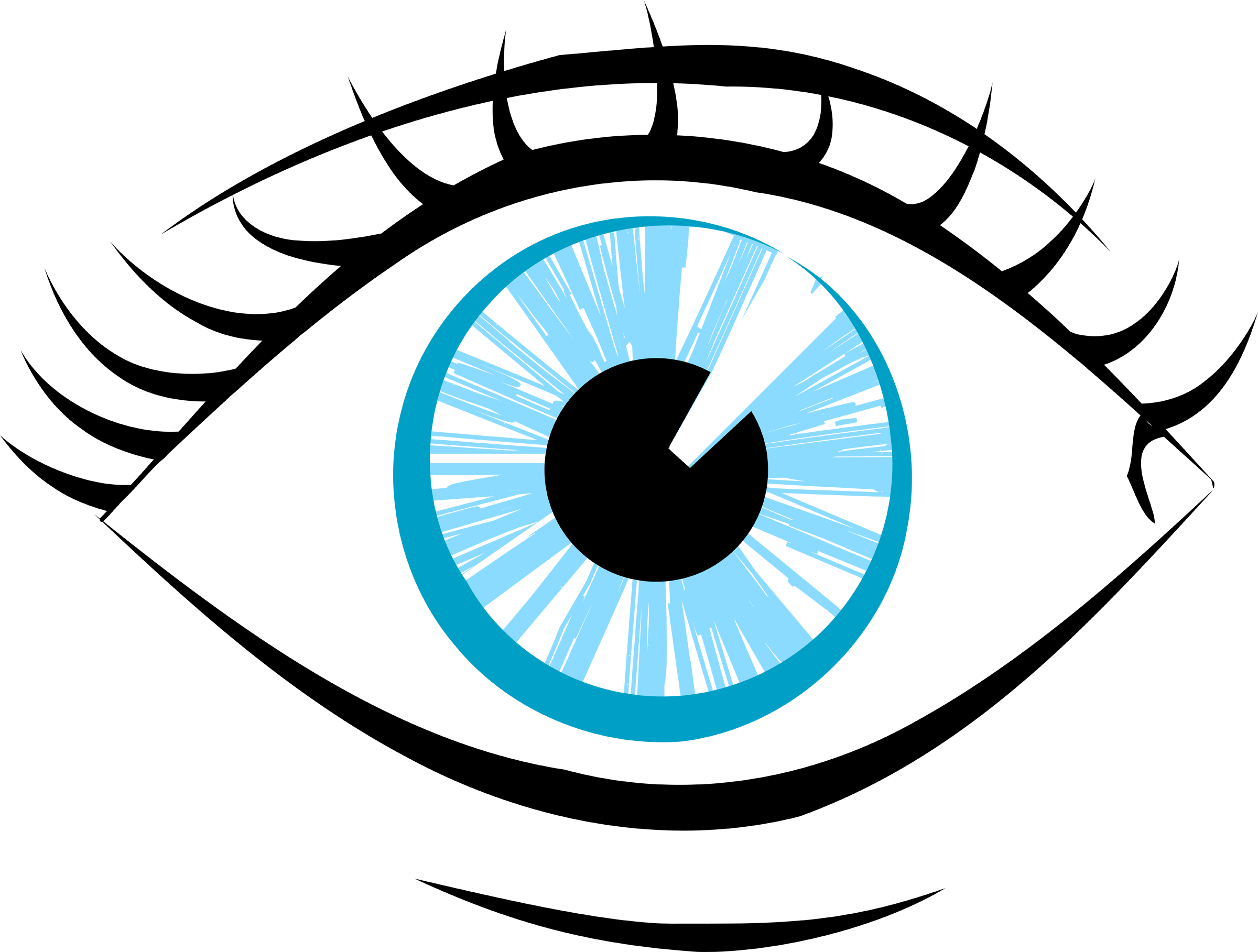 Stylized blue eye logo with gear-like iris and black pupil, symbolizing vision, insight, or surveillance technology.