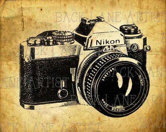 16" Mixed Media Drawing Collage Shutterbug Woman w/ Nikon Camera Red  Hat Art | eBay