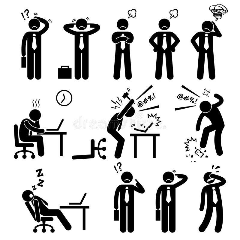 Office Stress & Burnout Pictogram Set - Visual Icons for Workplace Mental Health