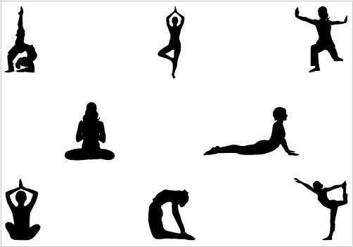 Royalty-Free (RF) Clipart Illustration of a Black Silhouetted Woman Doing A Yoga  Pose, One Leg Up, Leaning Forward by KJ Pargeter #217989