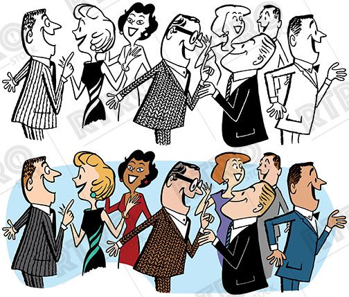 Business Networking Cartoon Illustration - Professional Social Interaction Clipart