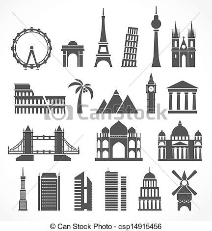 Famous World Landmarks Icon Set - Free Vector Illustration